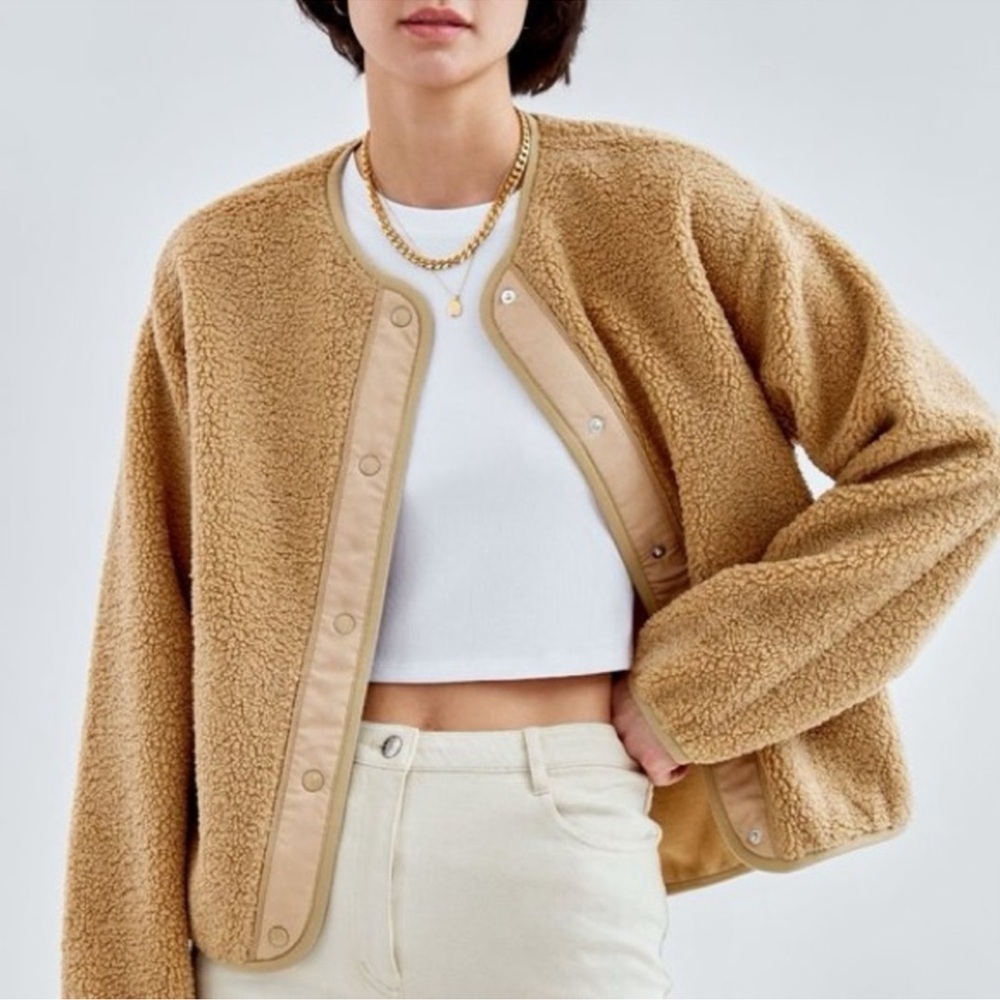 Aritzia Wilfred Free Fleece Sherpa Liner Jacket Tannin Camel Brown XXS